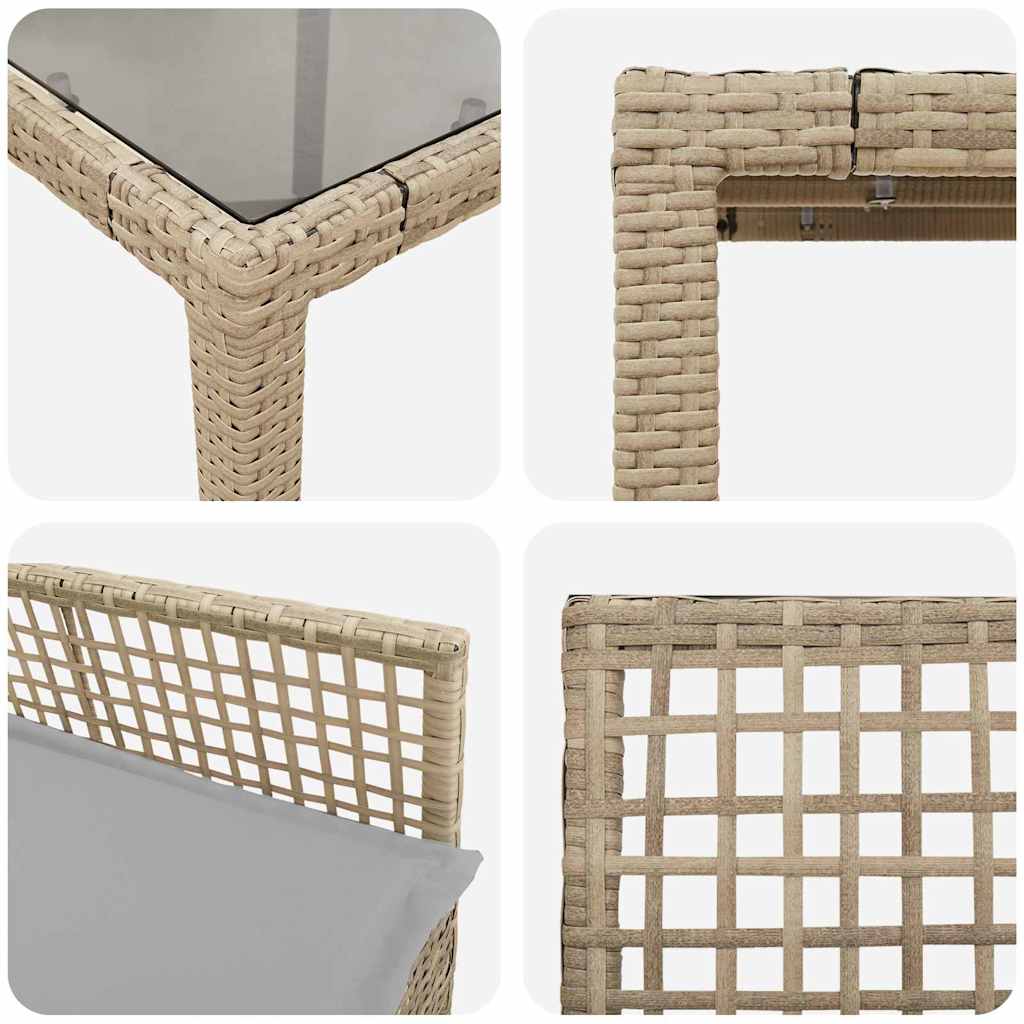 Tuin eettafelset 7 pcs Beige poly rattan is nu te koop bij PeponiXL, paradijselijk wonen!