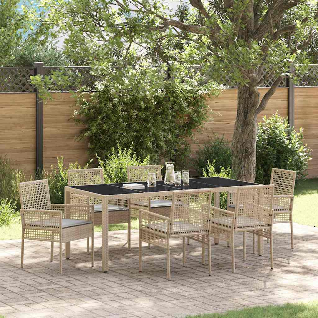 Tuin eettafelset 7 pcs Beige poly rattan is nu te koop bij PeponiXL, paradijselijk wonen!