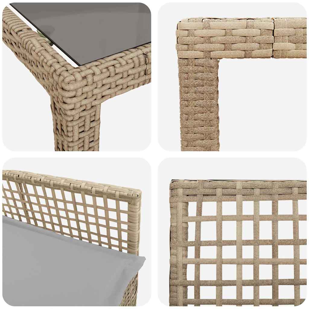 Tuin eettafelset 9 pcs Beige poly rattan is nu te koop bij PeponiXL, paradijselijk wonen!