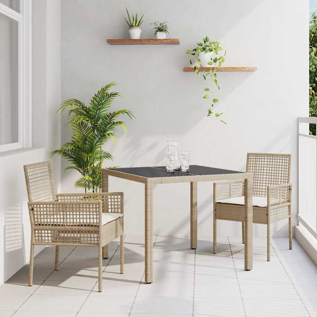 Tuin eettafelset 3 pcs Beige poly rattan is nu te koop bij PeponiXL, paradijselijk wonen!