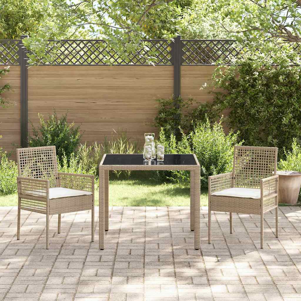 Tuin eettafelset 3 pcs Beige poly rattan is nu te koop bij PeponiXL, paradijselijk wonen!