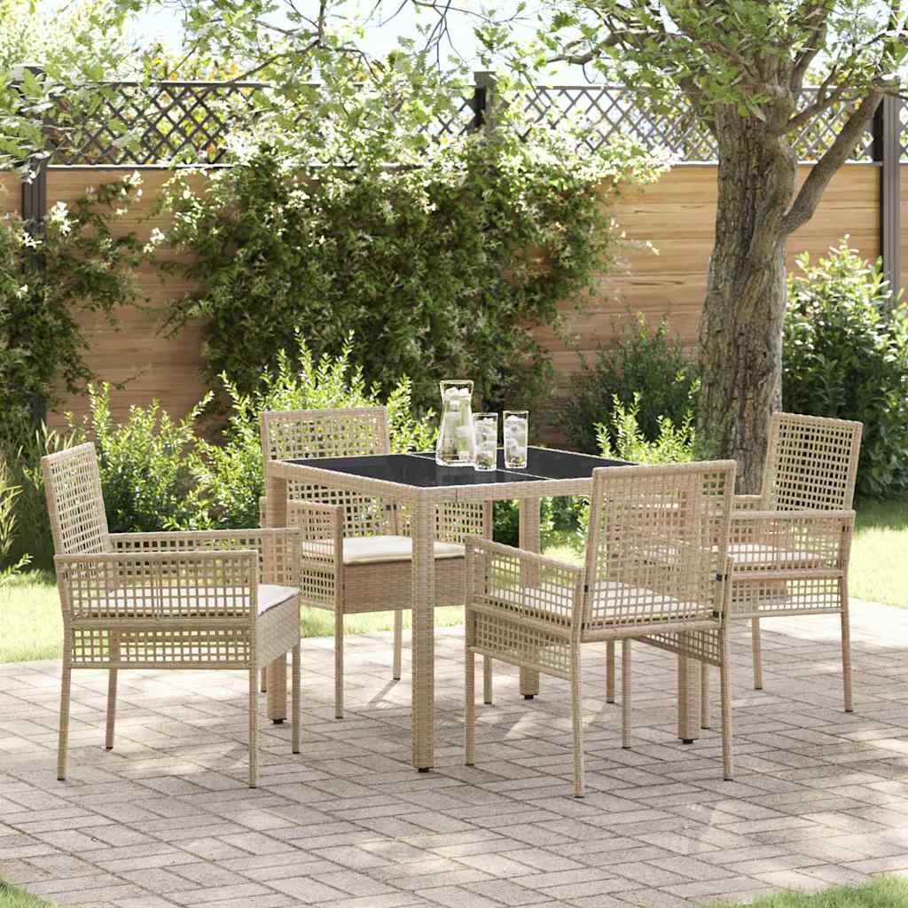 Tuin eettafelset 5 pcs Beige poly rattan is nu te koop bij PeponiXL, paradijselijk wonen!