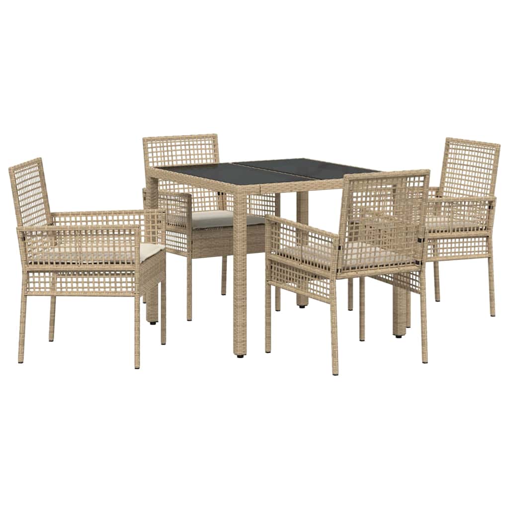 Tuin eettafelset 5 pcs Beige poly rattan is nu te koop bij PeponiXL, paradijselijk wonen!