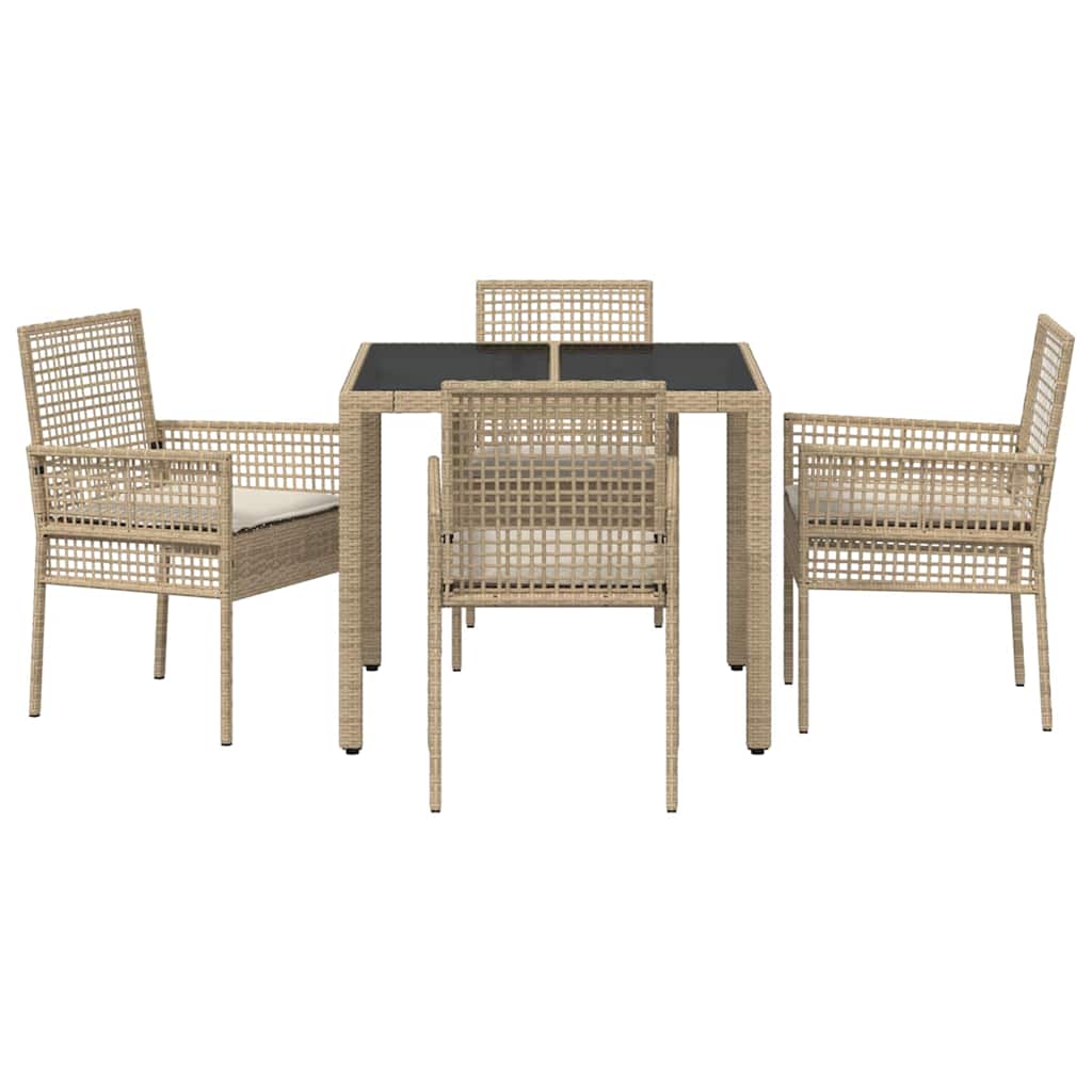 Tuin eettafelset 5 pcs Beige poly rattan is nu te koop bij PeponiXL, paradijselijk wonen!