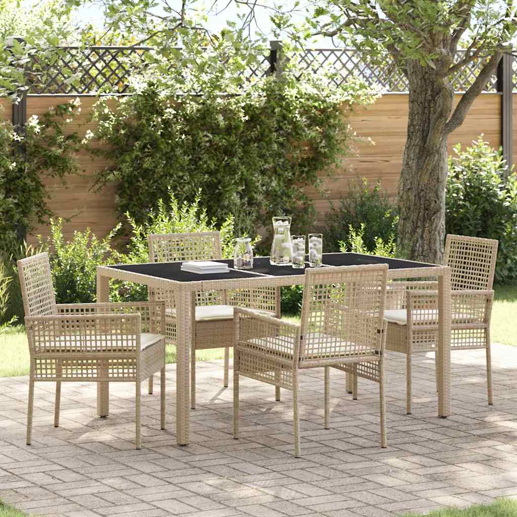 Tuin eettafelset 5 pcs Beige poly rattan is nu te koop bij PeponiXL, paradijselijk wonen!