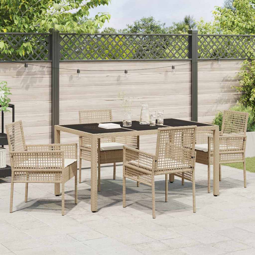 Tuin eettafelset 5 pcs Beige poly rattan is nu te koop bij PeponiXL, paradijselijk wonen!