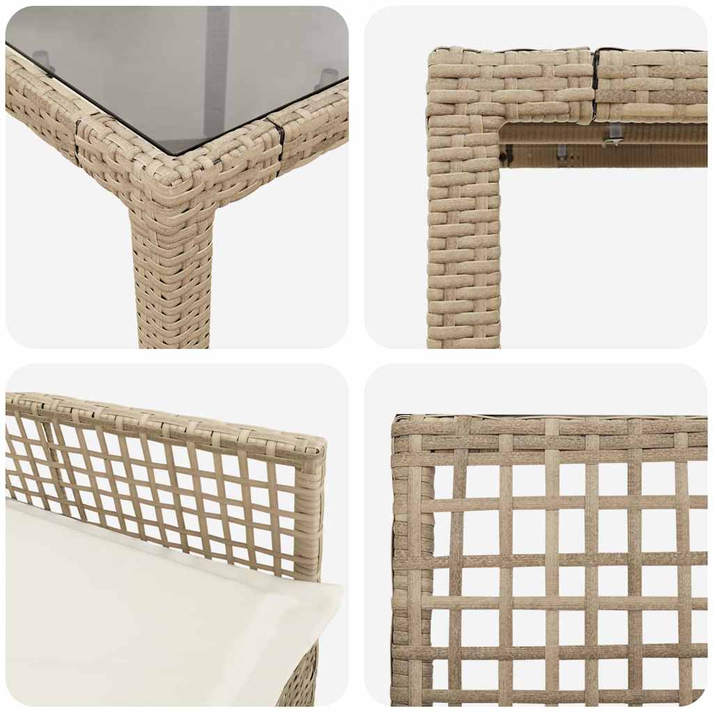 Tuin eettafelset 7 pcs Beige poly rattan is nu te koop bij PeponiXL, paradijselijk wonen!