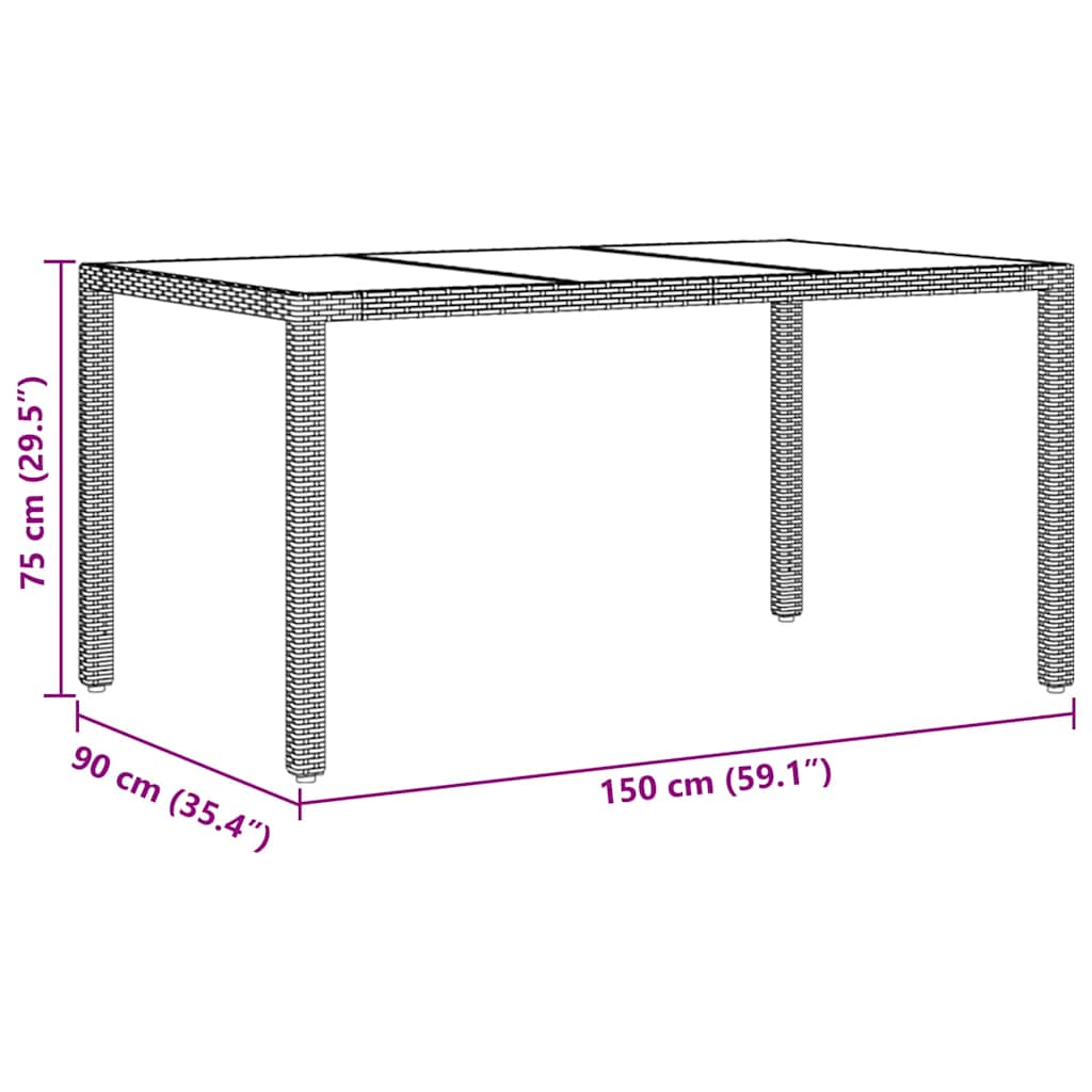 Tuin eettafelset 7 pcs Beige poly rattan is nu te koop bij PeponiXL, paradijselijk wonen!