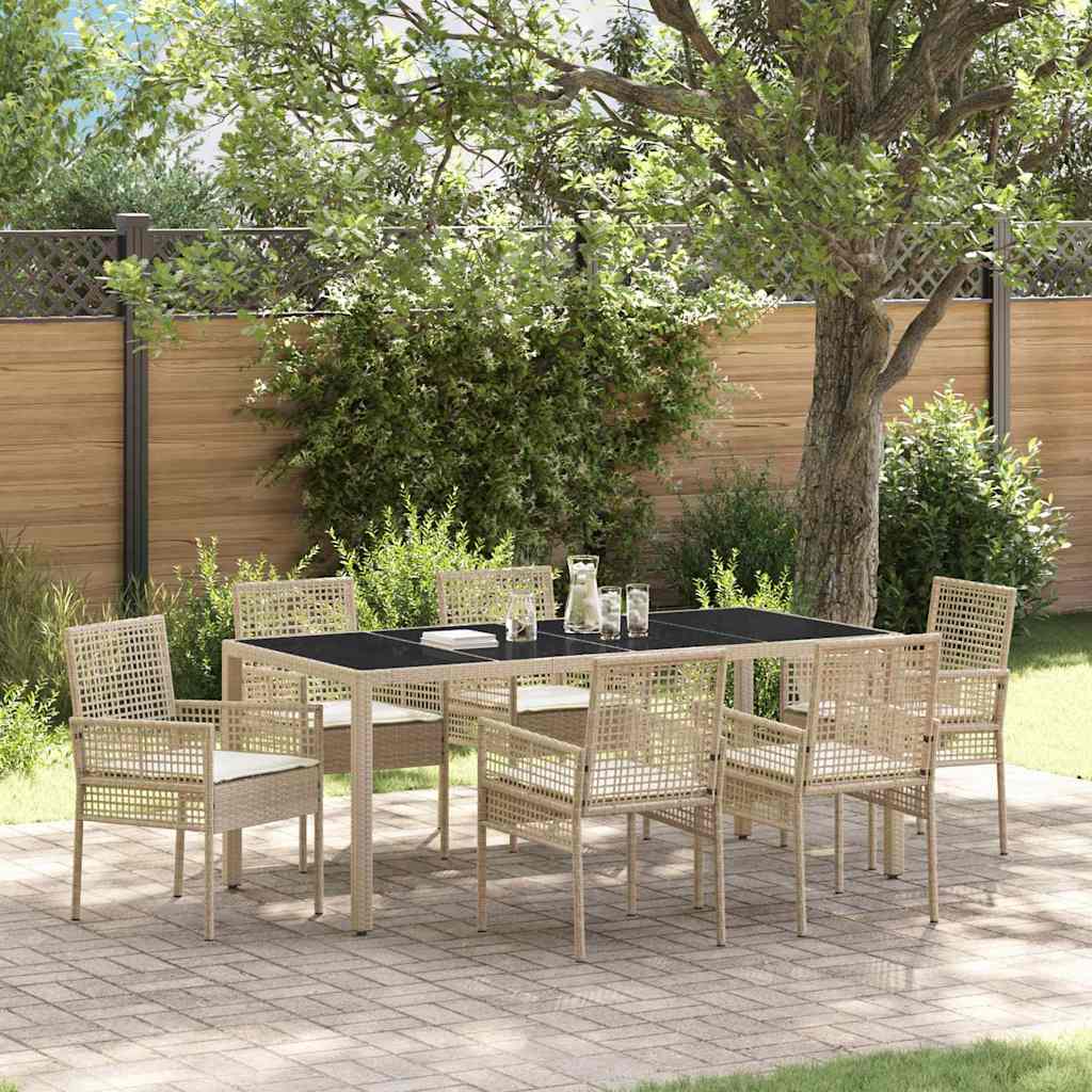 Tuin eettafelset 7 pcs Beige poly rattan is nu te koop bij PeponiXL, paradijselijk wonen!