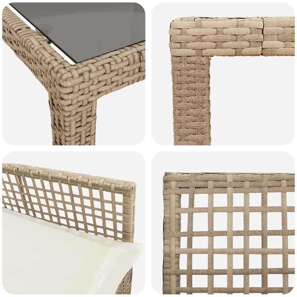 Tuin eettafelset 9 pcs Beige poly rattan is nu te koop bij PeponiXL, paradijselijk wonen!