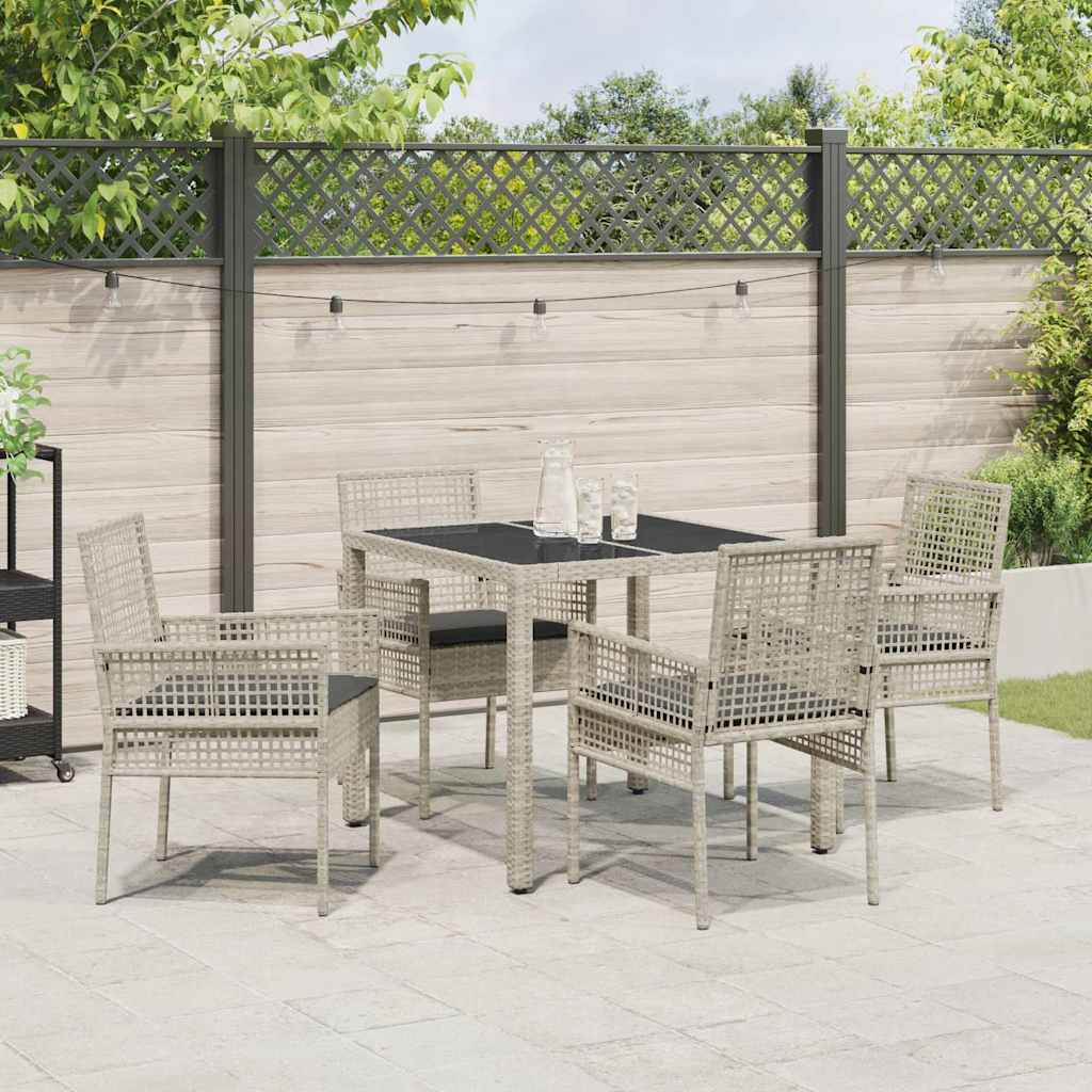 Tuin eettafelset 5 pcs Lichtgrijs poly rattan is nu te koop bij PeponiXL, paradijselijk wonen!