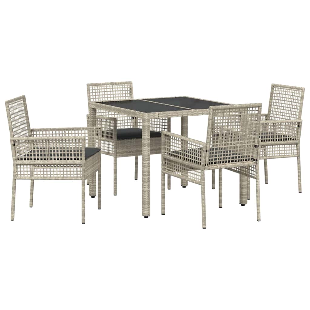 Tuin eettafelset 5 pcs Lichtgrijs poly rattan is nu te koop bij PeponiXL, paradijselijk wonen!