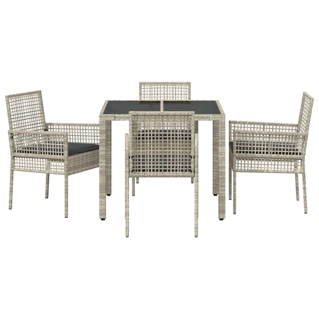 Tuin eettafelset 5 pcs Lichtgrijs poly rattan is nu te koop bij PeponiXL, paradijselijk wonen!