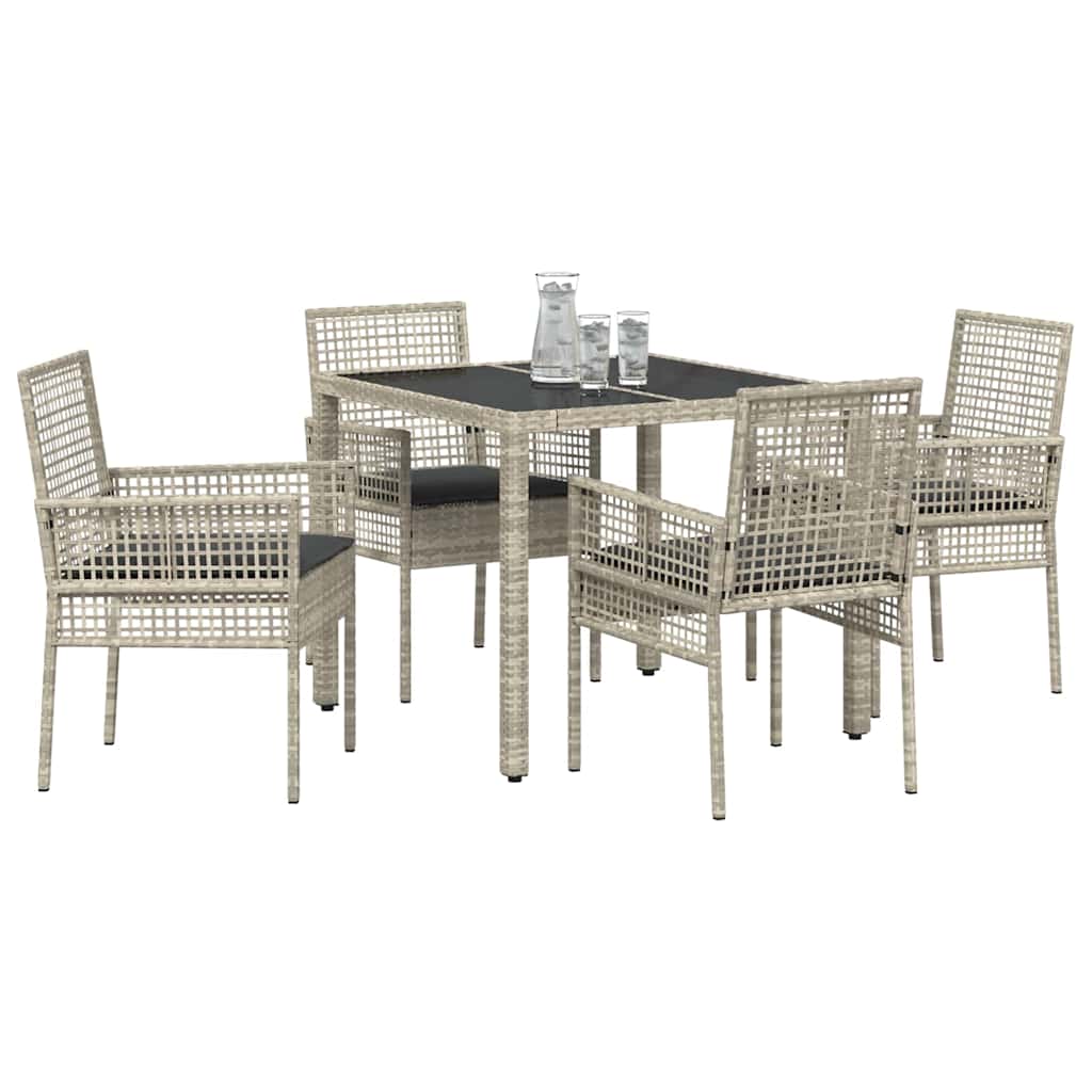 Tuin eettafelset 5 pcs Lichtgrijs poly rattan is nu te koop bij PeponiXL, paradijselijk wonen!