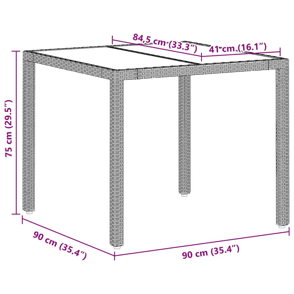 Tuin eettafelset 5 pcs Lichtgrijs poly rattan is nu te koop bij PeponiXL, paradijselijk wonen!
