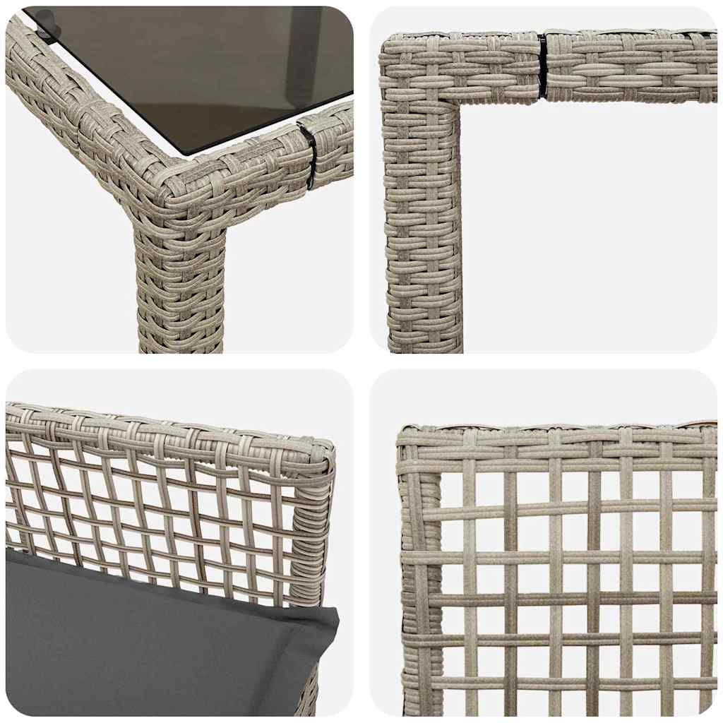 Tuin eettafelset 5 pcs Lichtgrijs poly rattan is nu te koop bij PeponiXL, paradijselijk wonen!
