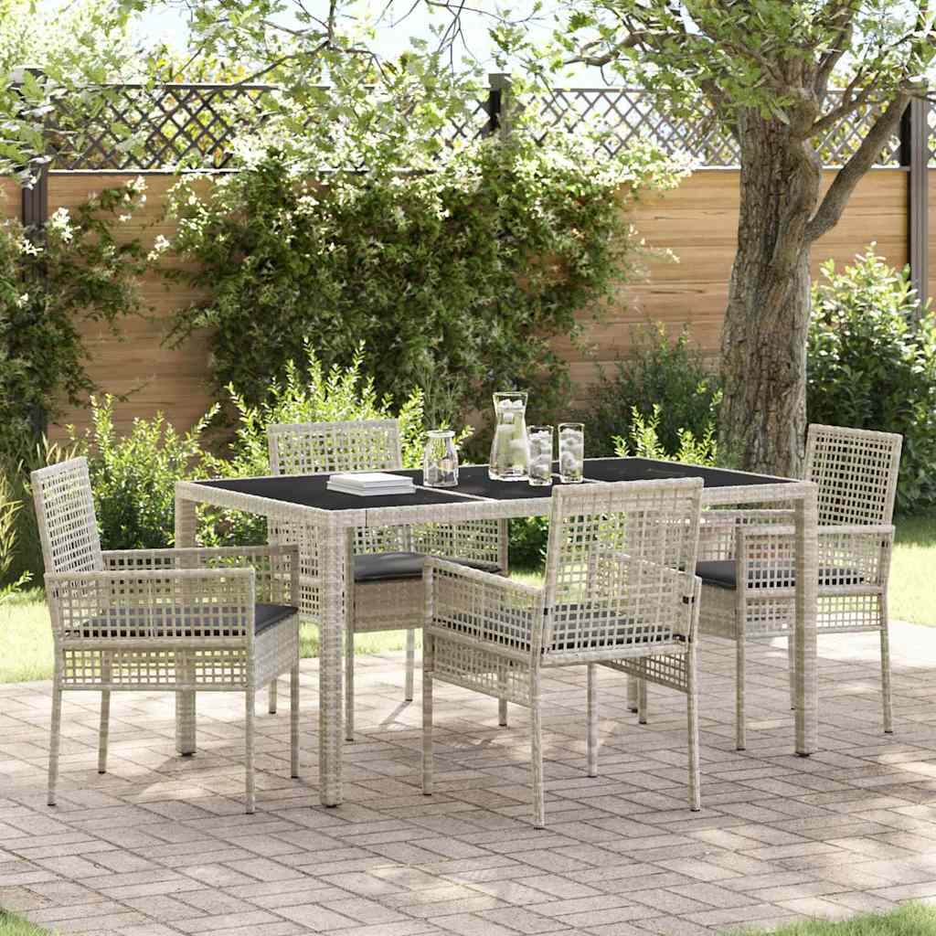 Tuin eettafelset 5 pcs Lichtgrijs poly rattan is nu te koop bij PeponiXL, paradijselijk wonen!