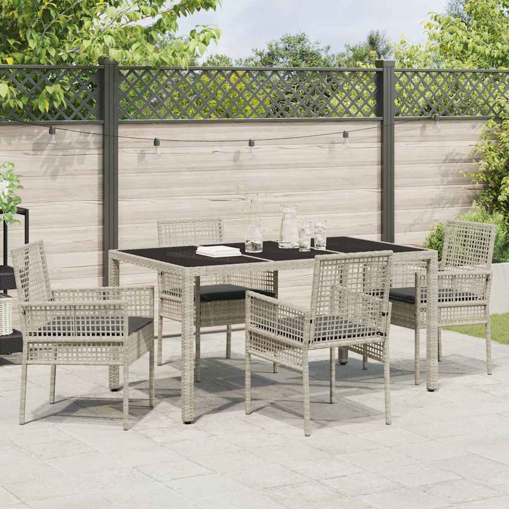 Tuin eettafelset 5 pcs Lichtgrijs poly rattan is nu te koop bij PeponiXL, paradijselijk wonen!