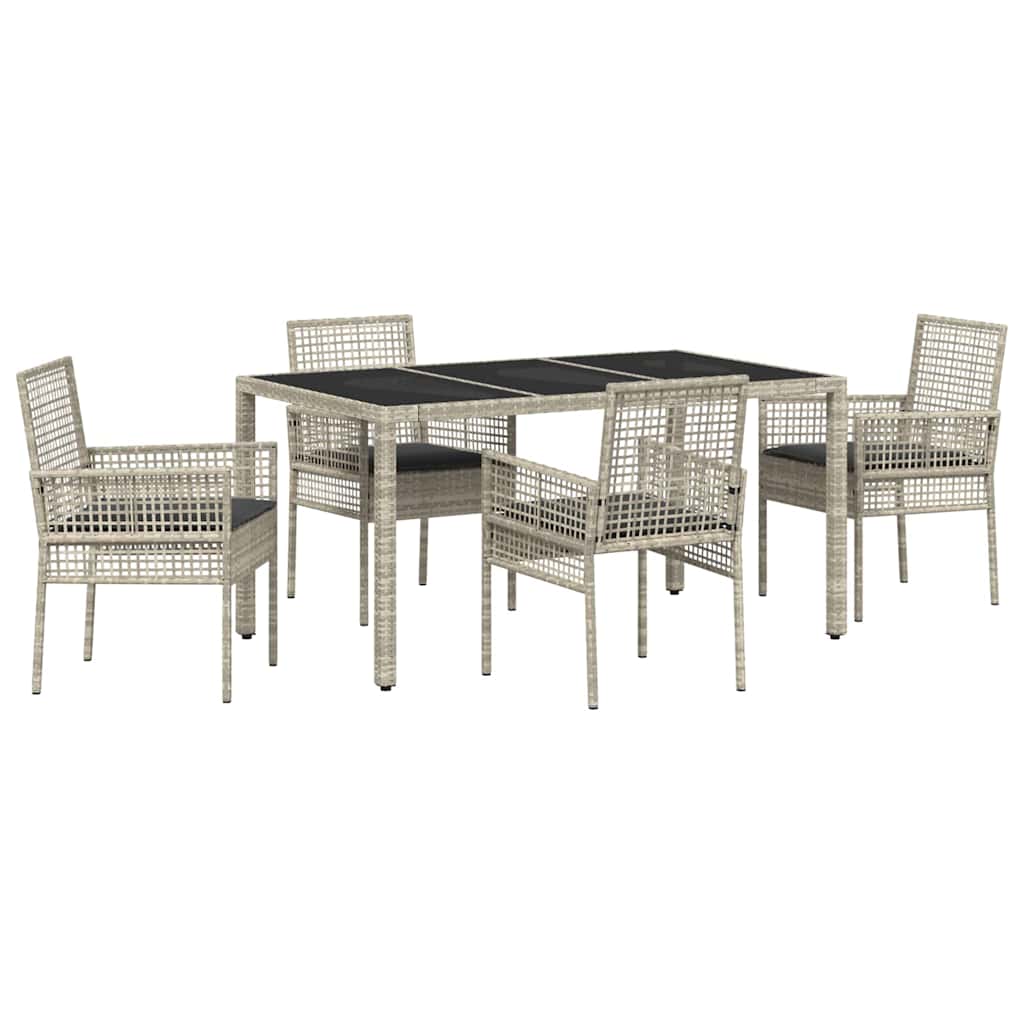 Tuin eettafelset 5 pcs Lichtgrijs poly rattan is nu te koop bij PeponiXL, paradijselijk wonen!