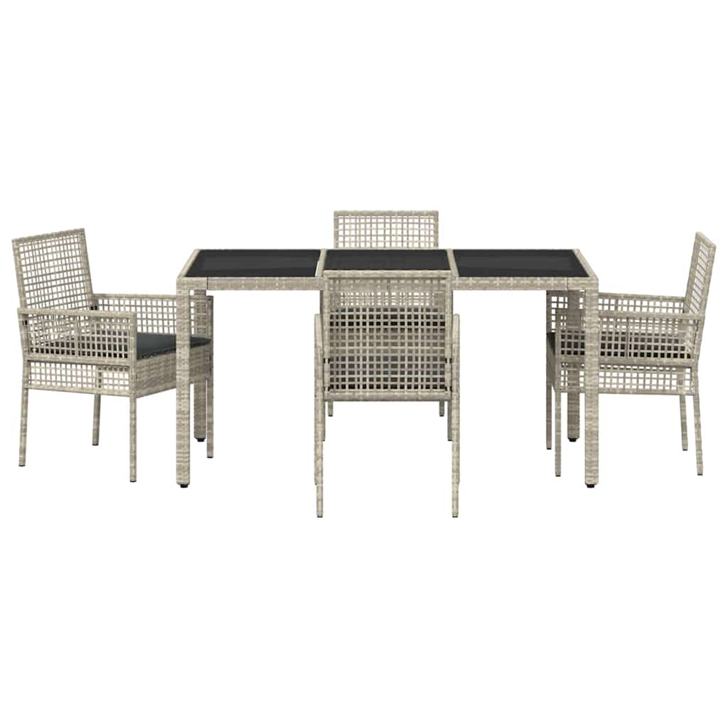 Tuin eettafelset 5 pcs Lichtgrijs poly rattan is nu te koop bij PeponiXL, paradijselijk wonen!