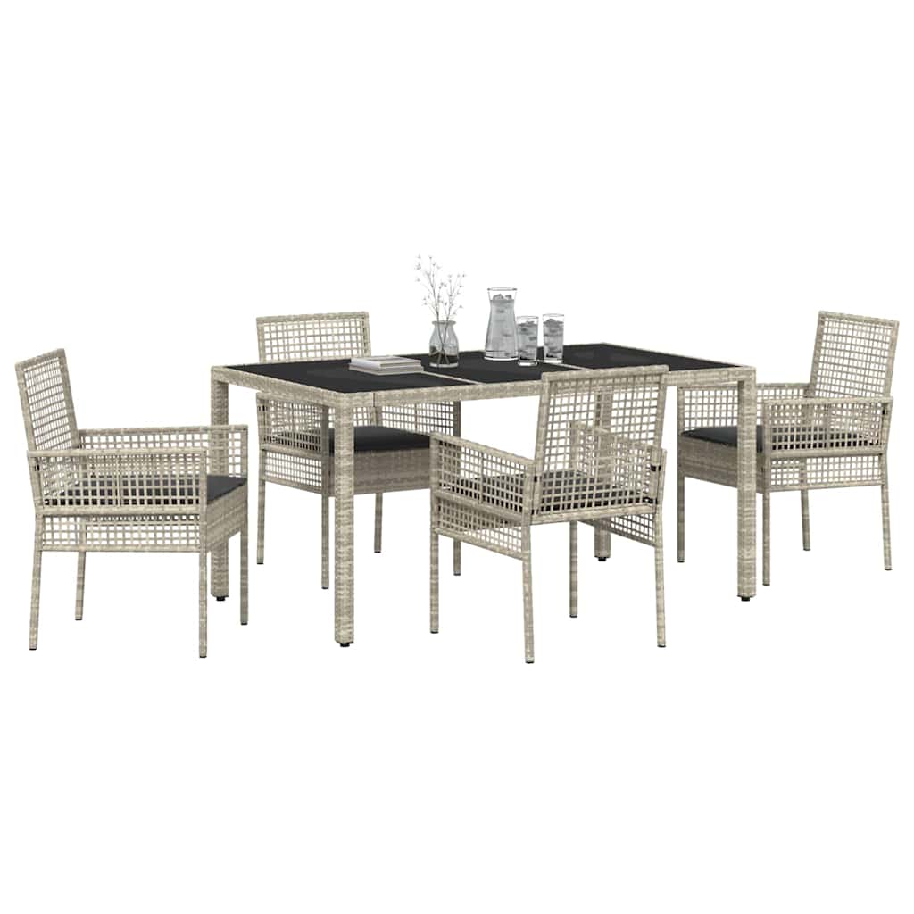 Tuin eettafelset 5 pcs Lichtgrijs poly rattan is nu te koop bij PeponiXL, paradijselijk wonen!