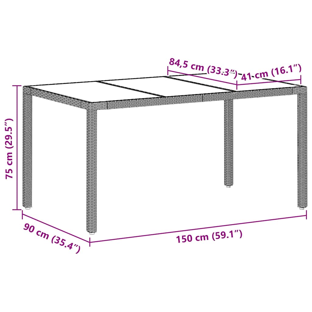Tuin eettafelset 7 pcs Lichtgrijs poly rattan is nu te koop bij PeponiXL, paradijselijk wonen!