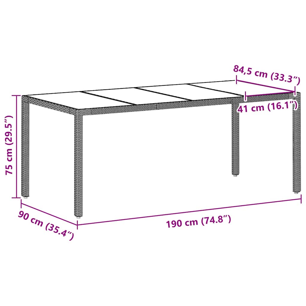 Tuin eettafelset 9 pcs Lichtgrijs poly rattan is nu te koop bij PeponiXL, paradijselijk wonen!
