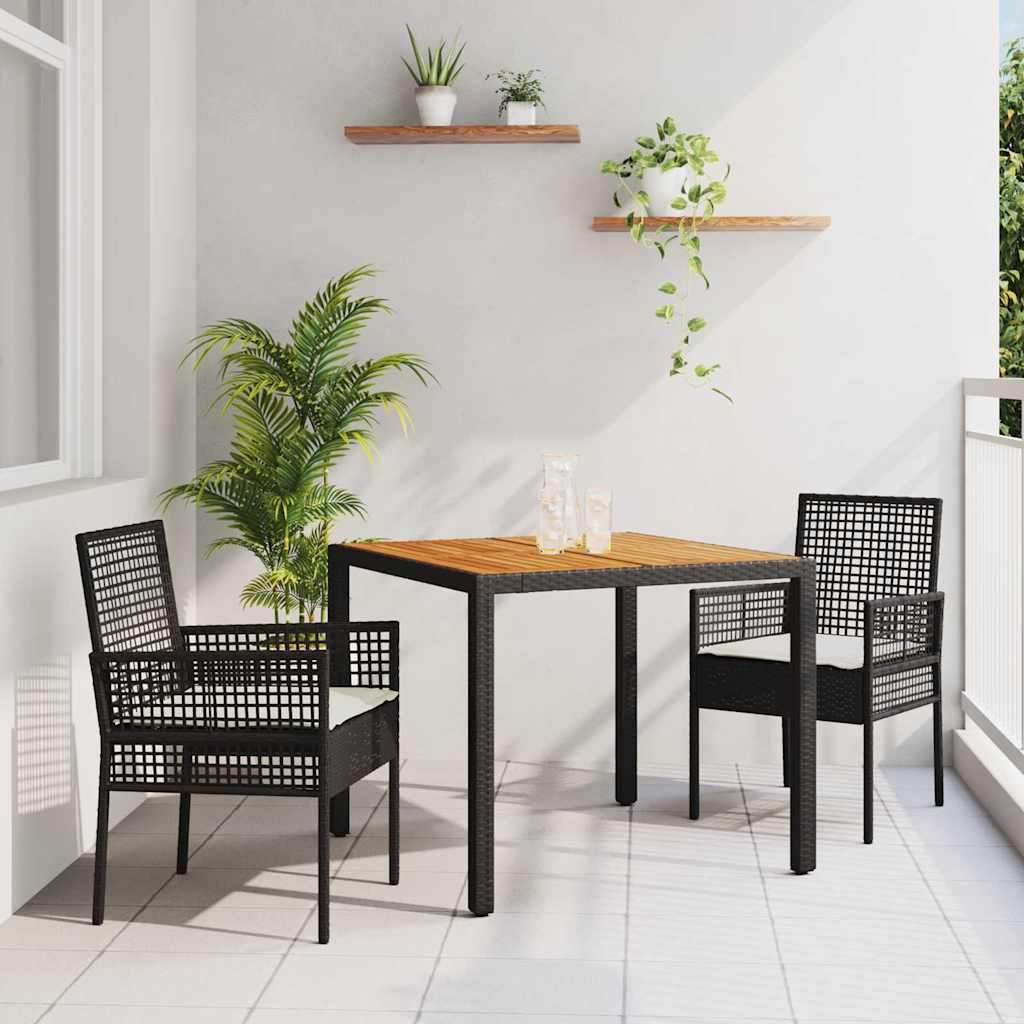 Tuin eettafelset 3 pcs Zwart poly rattan is nu te koop bij PeponiXL, paradijselijk wonen!