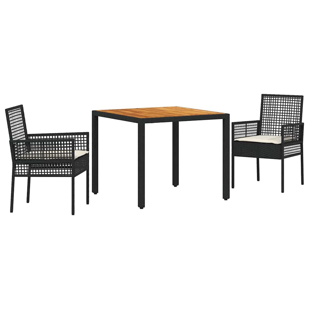 Tuin eettafelset 3 pcs Zwart poly rattan is nu te koop bij PeponiXL, paradijselijk wonen!