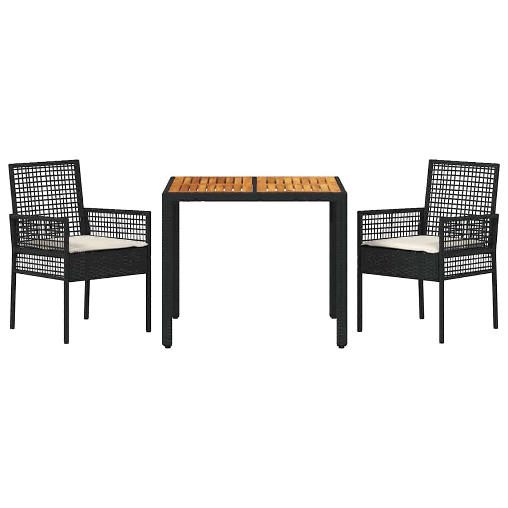 Tuin eettafelset 3 pcs Zwart poly rattan is nu te koop bij PeponiXL, paradijselijk wonen!