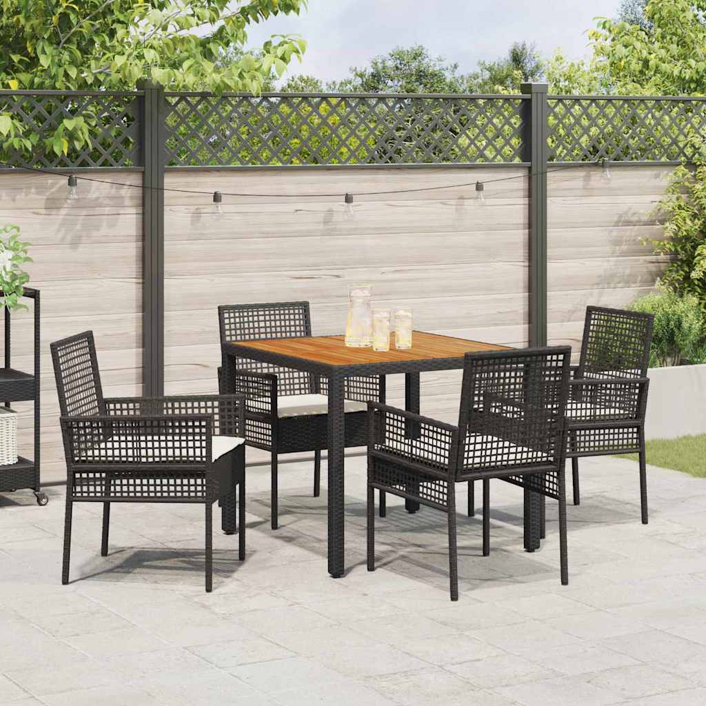 Tuin eettafelset 5 pcs Zwart poly rattan is nu te koop bij PeponiXL, paradijselijk wonen!