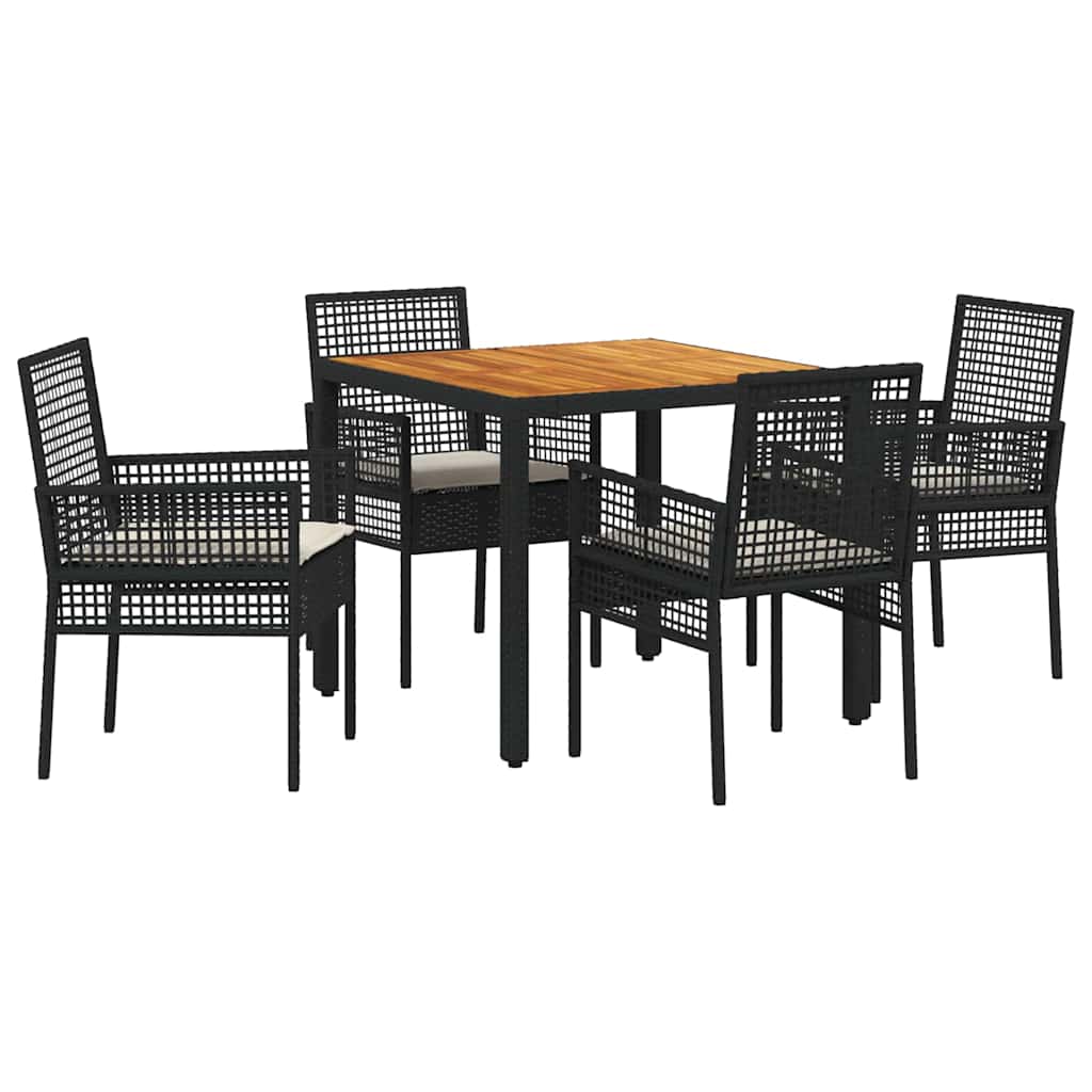 Tuin eettafelset 5 pcs Zwart poly rattan is nu te koop bij PeponiXL, paradijselijk wonen!