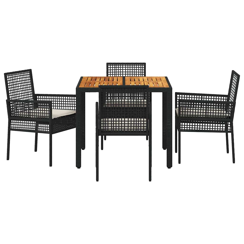 Tuin eettafelset 5 pcs Zwart poly rattan is nu te koop bij PeponiXL, paradijselijk wonen!