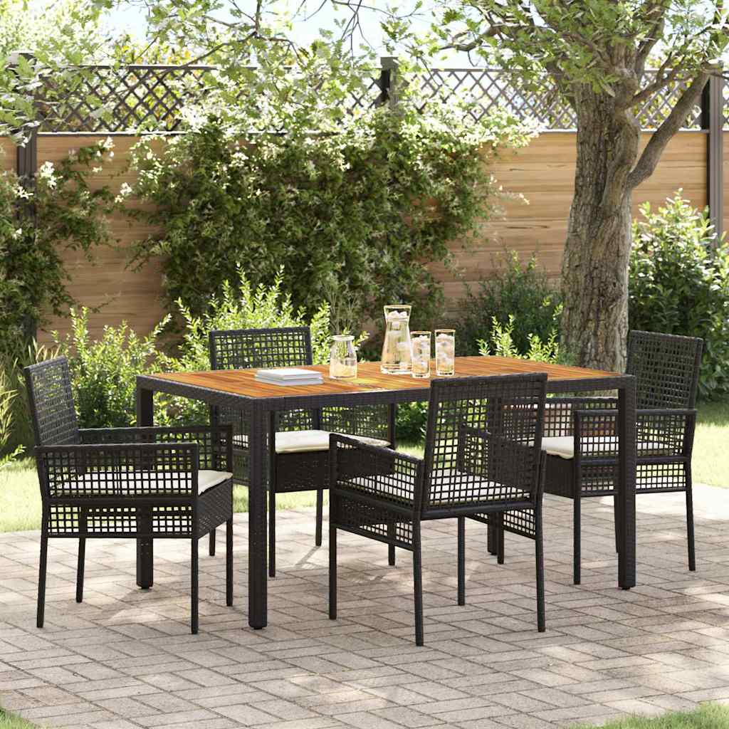 Tuin eettafelset 5 pcs Zwart poly rattan is nu te koop bij PeponiXL, paradijselijk wonen!