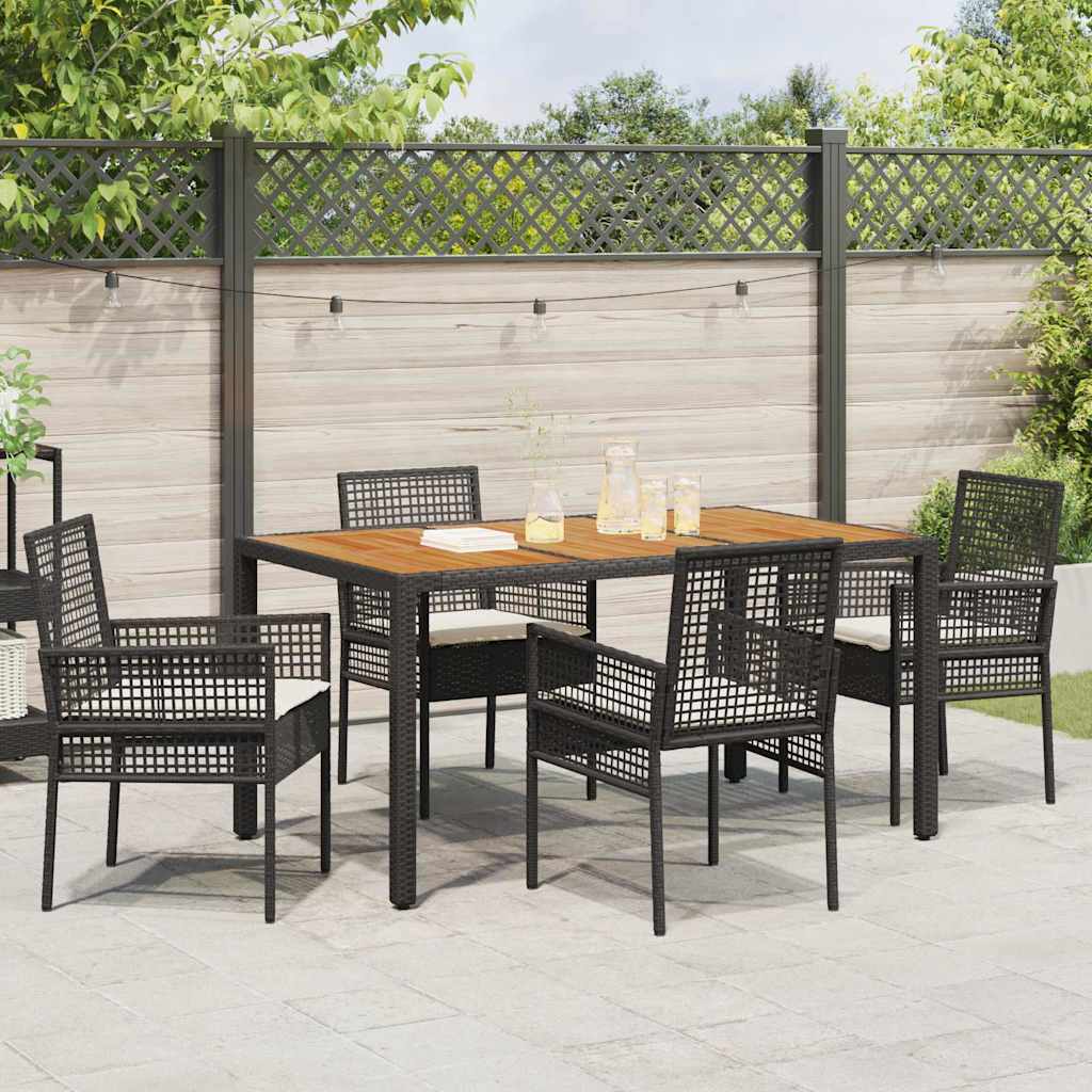 Tuin eettafelset 5 pcs Zwart poly rattan is nu te koop bij PeponiXL, paradijselijk wonen!