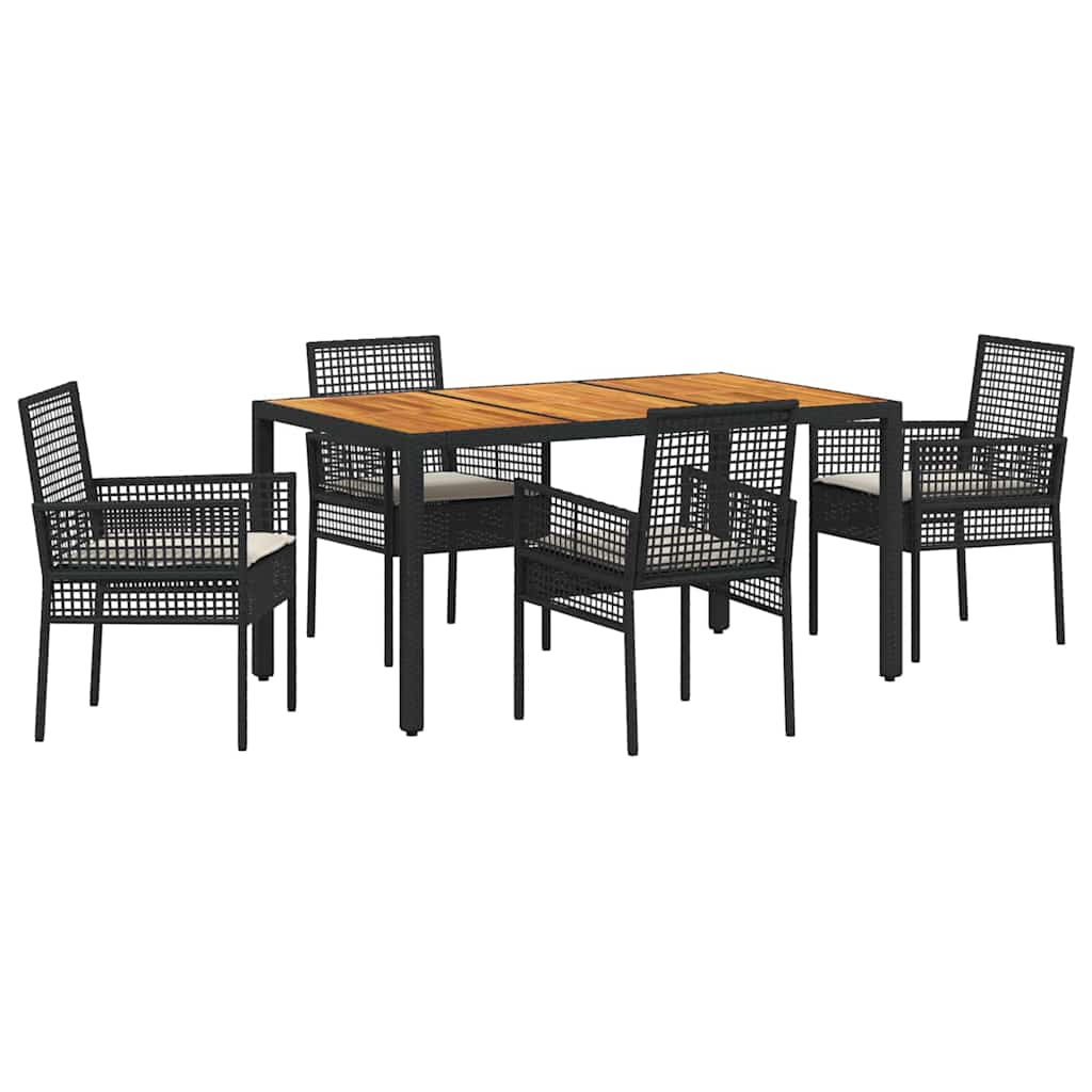 Tuin eettafelset 5 pcs Zwart poly rattan is nu te koop bij PeponiXL, paradijselijk wonen!