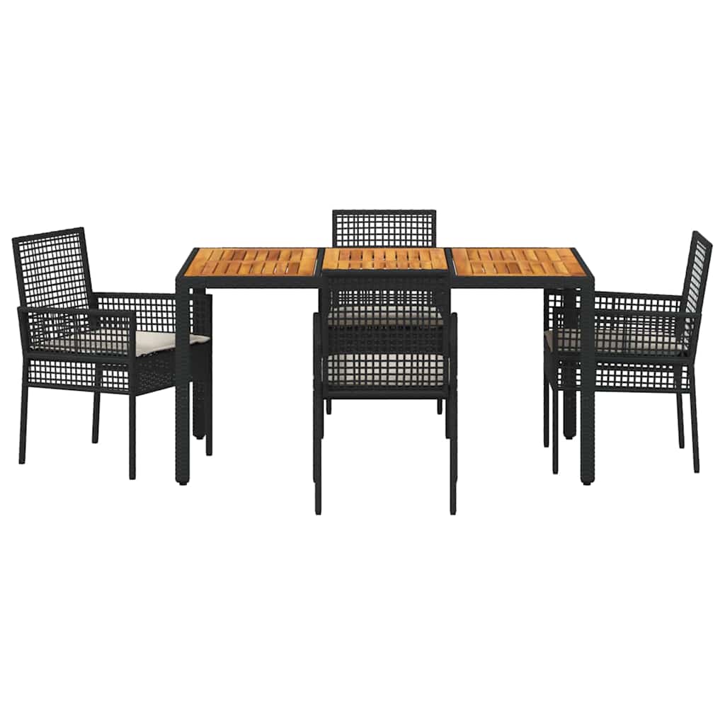 Tuin eettafelset 5 pcs Zwart poly rattan is nu te koop bij PeponiXL, paradijselijk wonen!