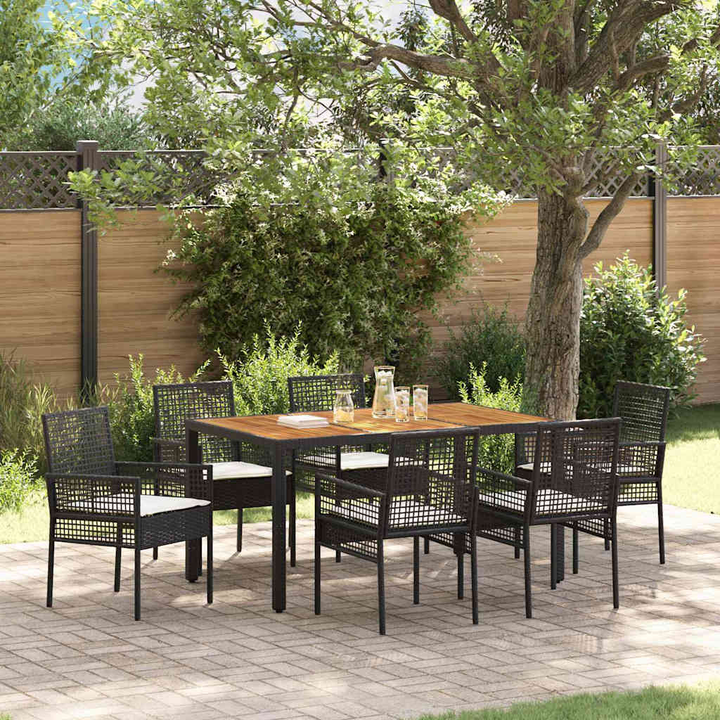 Tuin eettafelset 7 pcs Zwart poly rattan is nu te koop bij PeponiXL, paradijselijk wonen!