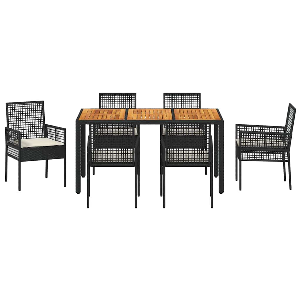 Tuin eettafelset 7 pcs Zwart poly rattan is nu te koop bij PeponiXL, paradijselijk wonen!