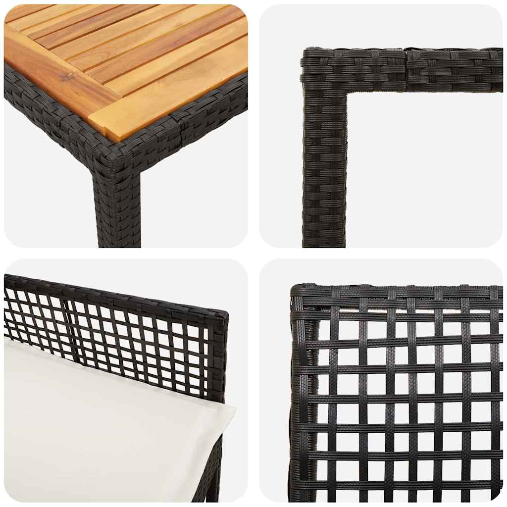 Tuin eettafelset 7 pcs Zwart poly rattan is nu te koop bij PeponiXL, paradijselijk wonen!