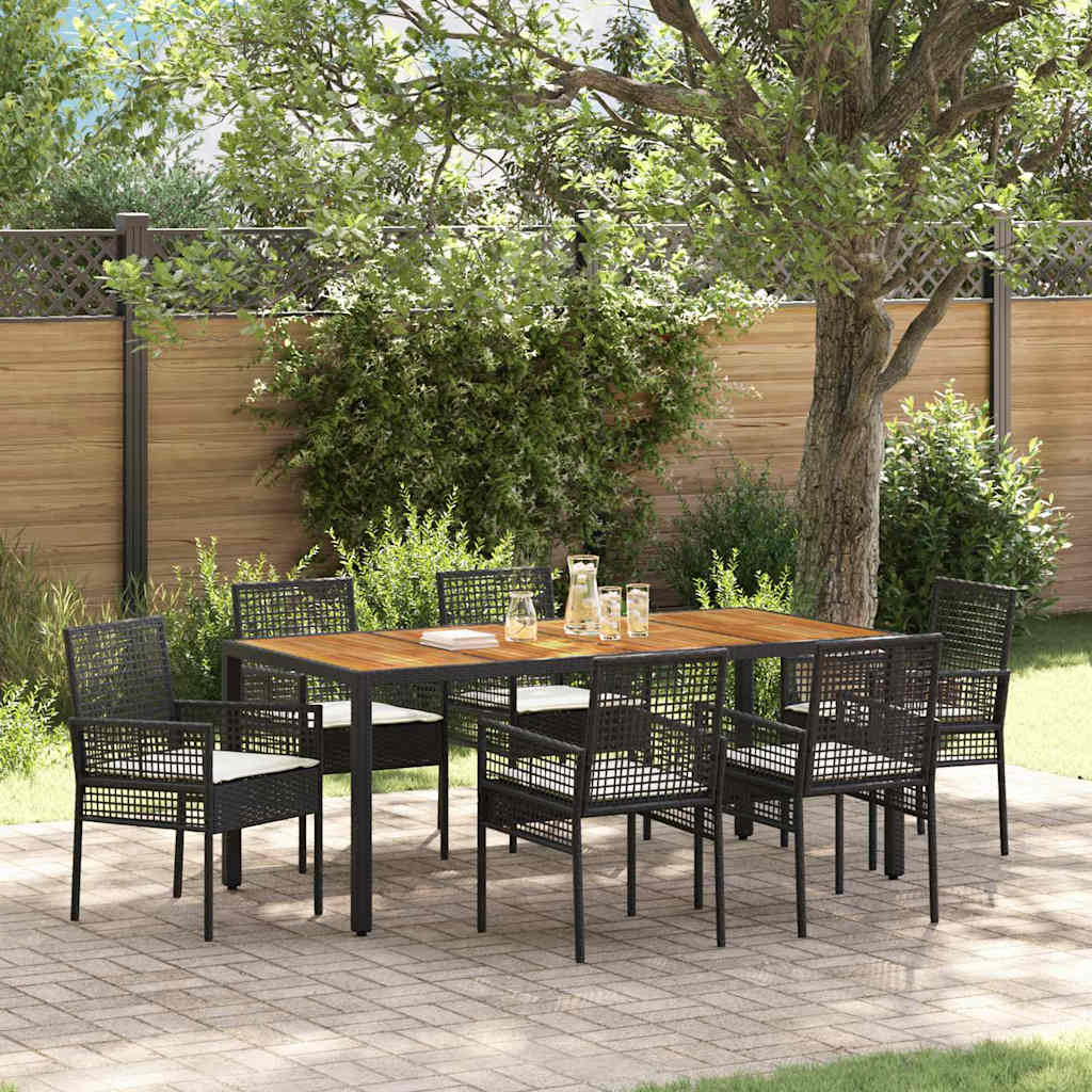 Tuin eettafelset 7 pcs Zwart poly rattan is nu te koop bij PeponiXL, paradijselijk wonen!