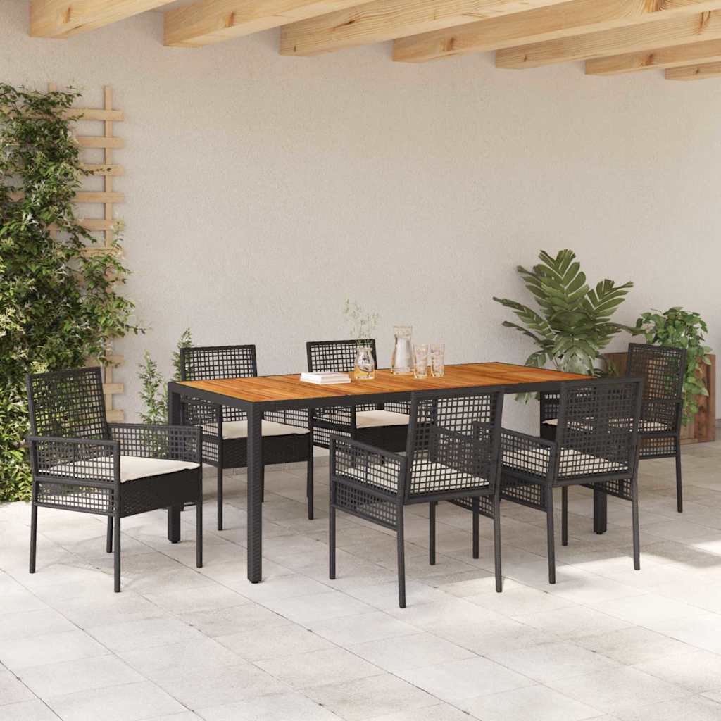 Tuin eettafelset 7 pcs Zwart poly rattan is nu te koop bij PeponiXL, paradijselijk wonen!