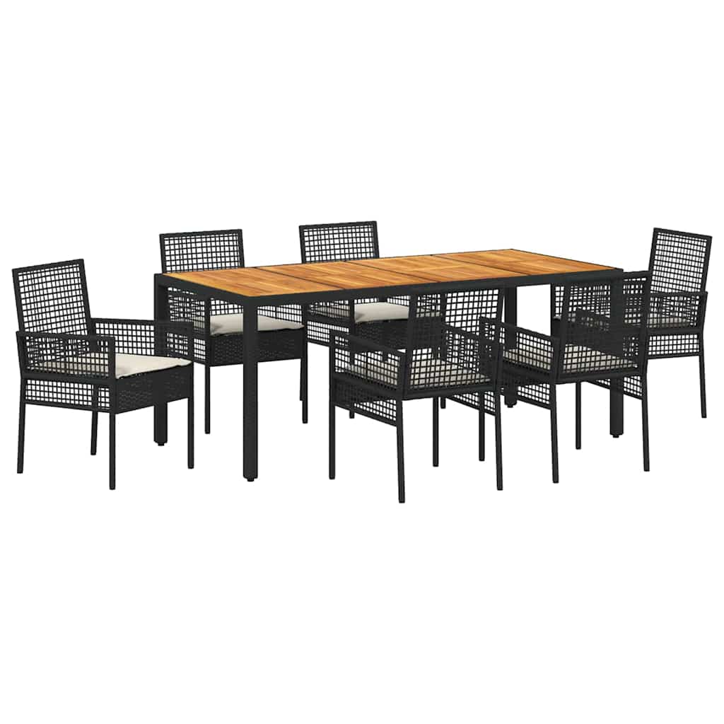 Tuin eettafelset 7 pcs Zwart poly rattan is nu te koop bij PeponiXL, paradijselijk wonen!