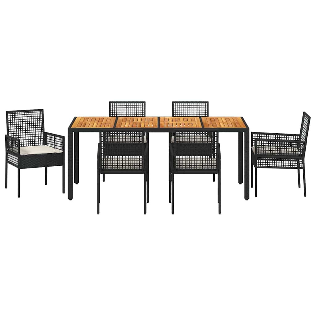 Tuin eettafelset 7 pcs Zwart poly rattan is nu te koop bij PeponiXL, paradijselijk wonen!