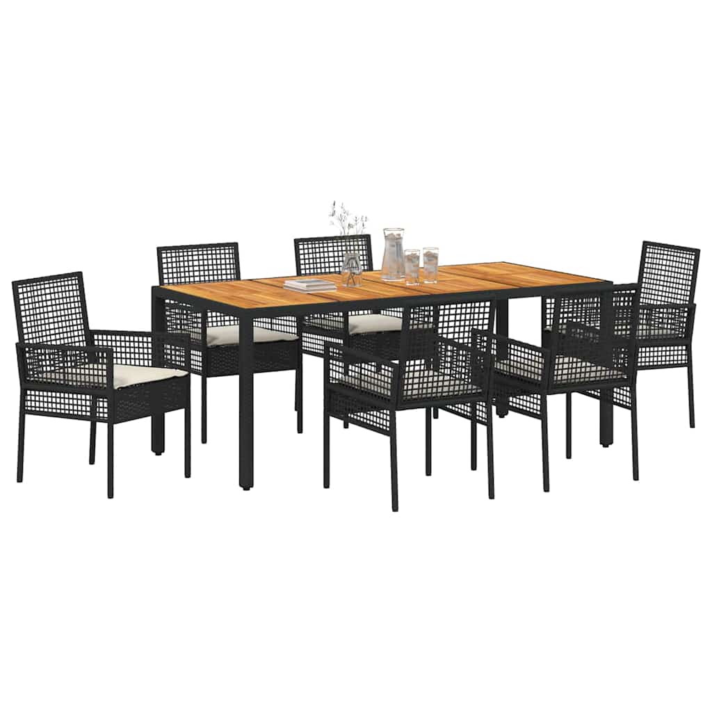 Tuin eettafelset 7 pcs Zwart poly rattan is nu te koop bij PeponiXL, paradijselijk wonen!
