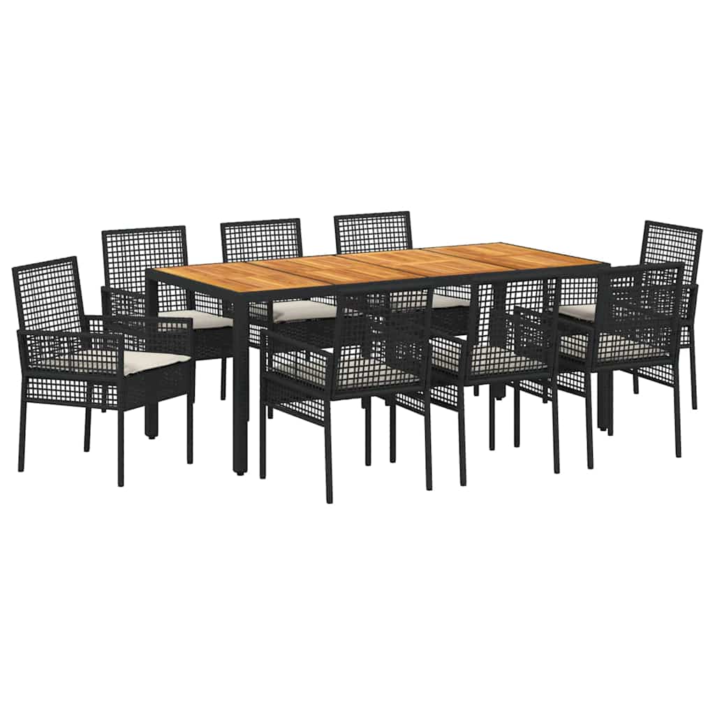 Tuin eettafelset 9 pcs Zwart poly rattan is nu te koop bij PeponiXL, paradijselijk wonen!