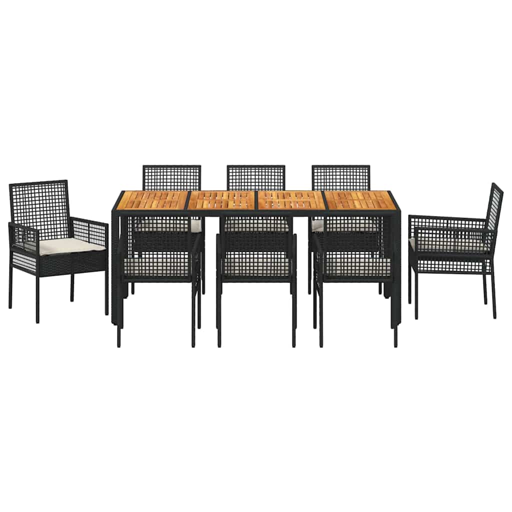 Tuin eettafelset 9 pcs Zwart poly rattan is nu te koop bij PeponiXL, paradijselijk wonen!