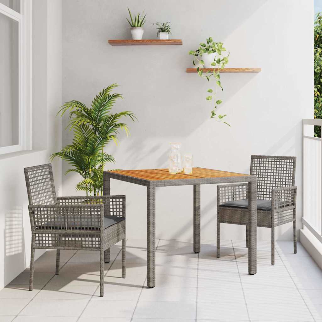 Tuin eettafelset 3 pcs Grijs poly rattan is nu te koop bij PeponiXL, paradijselijk wonen!