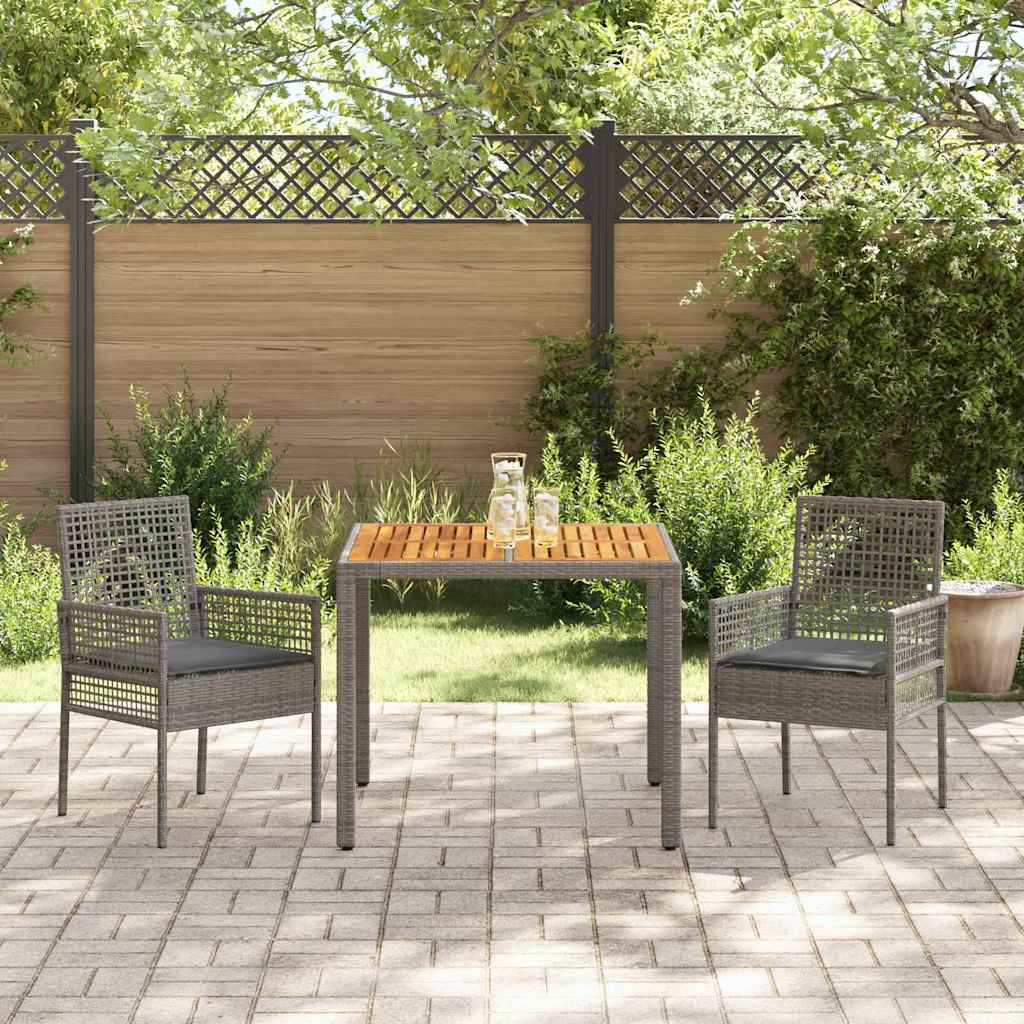 Tuin eettafelset 3 pcs Grijs poly rattan is nu te koop bij PeponiXL, paradijselijk wonen!