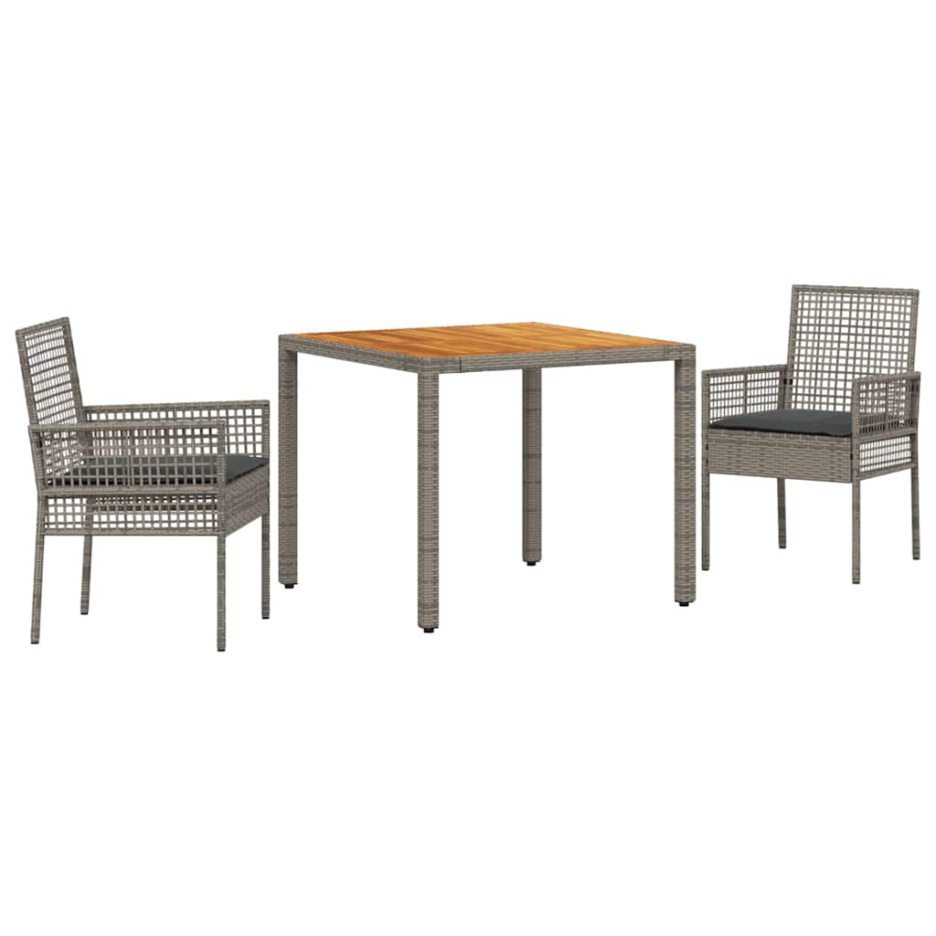 Tuin eettafelset 3 pcs Grijs poly rattan is nu te koop bij PeponiXL, paradijselijk wonen!